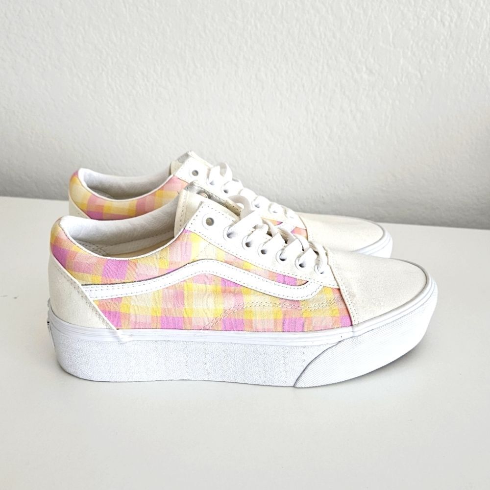 NWOT Vans | Stackform Pastel Picnic Plaid Platform Sneaker Shoes, Womens 10